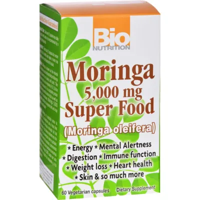 Bio Nutrition - Moringa 5000 Mg Super Food - 60 Vegetable Capsules