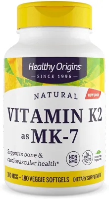 Healthy Origins Vitamin K2 (as MK-7) ,100 mcg 180 Veggie Softgels