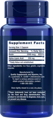 Life Extension Alpha-Lipoic Acid with Biotin, 60 capsules