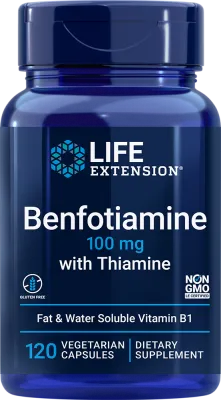 Life Extension Benfotiamine with Thiamine, 100 mg, 120 capsules