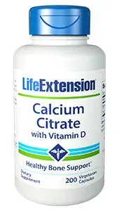 Life Extension Calcium Citrate with Vitamin D - 200 capsules