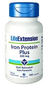 Life Extension Iron Protein Plus, 300 mg, 100 capsules