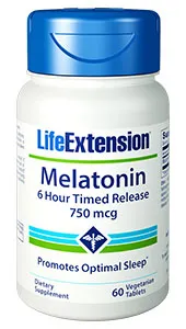 Life Extension Melatonin 6 Hr Timed Release, 750 mcg, 60 tablets
