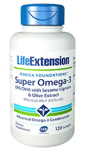 Life Extension Omega3 EPA/DHA Fish oil w/Sesame & Olive Ext,120 S