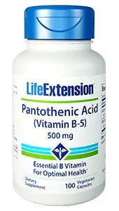 Life Extension Pantothenic Acid (Vitamin B-5) - 500 mg, 100 vegetarian capsules