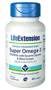 Life Extension Super Omega-3 EPA-DHA with Sesame Lignans & Olive Extract - 60 softgels