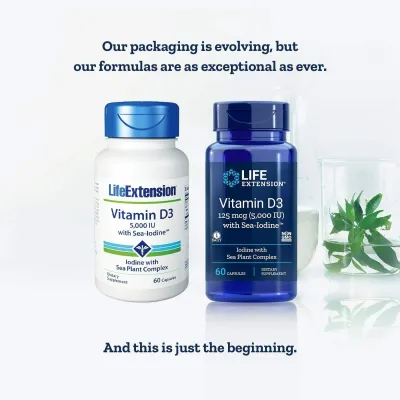 Life Extension Vit D3 with Sea-Iodine, 125 mcg (5000 IU), 60Cap