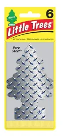 Little Trees Air Freshener, Pure Steel (Pack of 6)