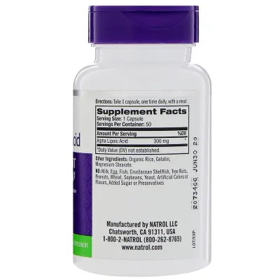Natrol Alpha Lipoic Acid - 300 Mg - 50 Capsules