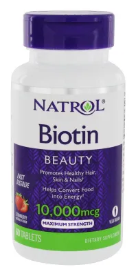 Natrol Biotin - Fast Dissolve - Strawberry - 10000 Mcg - 60 Tablets