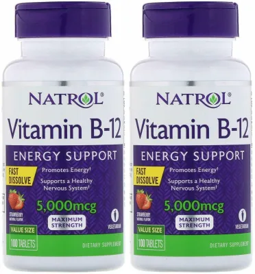 Natrol Fast Dissolving Vitamin B12 - 5000 Mcg - 100 Tabs (2 Pack)