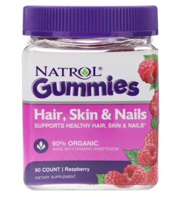 Natrol Gummies Hair, Skin & Nails, Raspberry - 90 Count