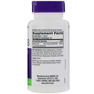 Natrol Vitamin D3 - 5000 Iu - Fast Dissolve - 90 Tablets