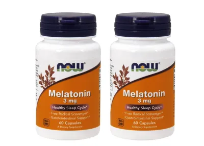 Now Foods Melatonin 3 mg - Pack of 2 - 60 Veg Capsules each