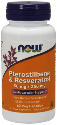 NOW Foods Pterostilbene & Resveratrol 50 mg/250 mg - 60 Veg Capsules