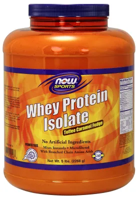 NOW Foods Whey Protein Isolate Toffee Caramel Fudge - 5 lbs.