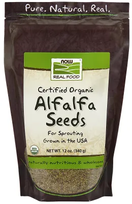 NOW Natural Foods Alfalfa Seeds, Organic - 12 oz.