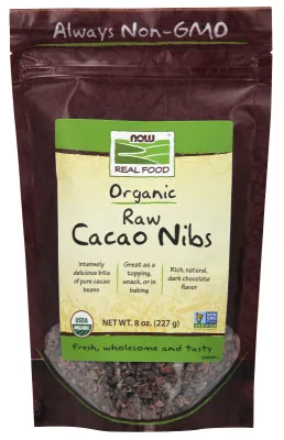 NOW Natural Foods Cacao Nibs, Organic & Raw - 8 oz.