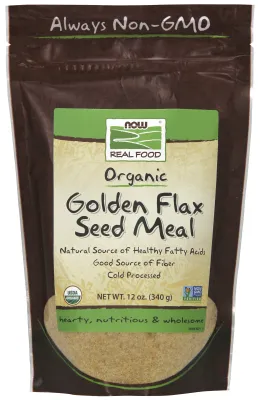 NOW Natural Foods Golden Flax Seed Meal, Organic - 12 oz.