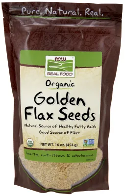 NOW Natural Foods Golden Flax Seeds, Organic - 16 oz.