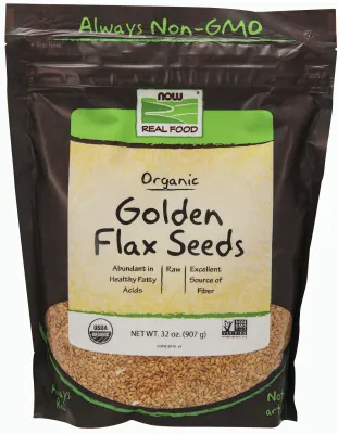 NOW Natural Foods Golden Flax Seeds, Organic - 2 lbs.