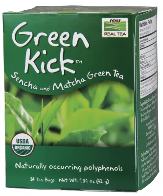 NOW Natural Foods Green Kick Tea, Organic - 24 Tea Bags