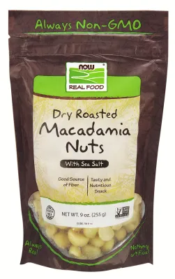 NOW Natural Foods Macadamia Nuts, Dry Roasted & Salted - 9 oz