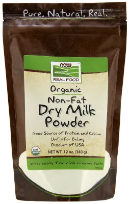 NOW Natural Foods Non-Fat Dry Milk Powder, Organic - 12 oz.