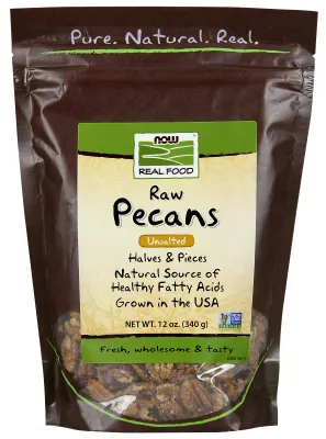 NOW Natural Foods Pecans, Raw & Unsalted - 12oz