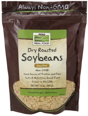 NOW Natural Foods Soybeans, Dry Roasted & Unsalted - 12 oz.