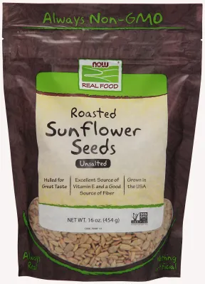 NOW Natural Foods Sunflower Seeds, Roasted & Unsalted - 16 oz.