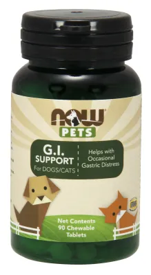 NOW Pet Health G.I. Support - 90 Chewable Tablets for Dogs & Cats