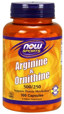 NOW Sports Arginine & Ornithine 500 mg / 250 mg - 100 Veg Capsules