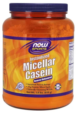 NOW Sports Micellar Casein, Unflavored Powder - 1.8 lbs.