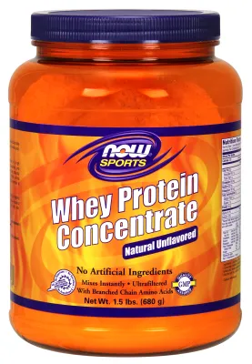 NOW Sports Whey Protein Concentrate Unflavored - 1.5 lbs.