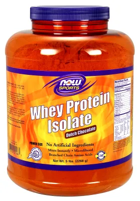 NOW Sports Whey Protein Isolate, Creamy Chocolate Powder - 5 lbs.