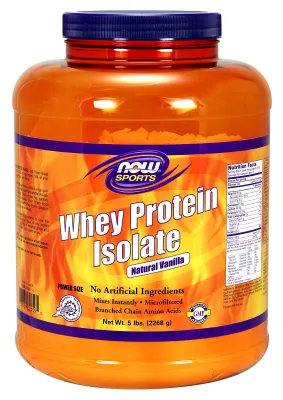 NOW Sports Whey Protein Isolate, Creamy Vanilla Powder - 5 lbs.