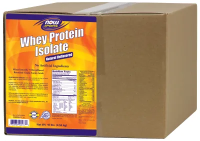 NOW Sports Whey Protein Isolate, Unflavored Powder - 10 lbs.