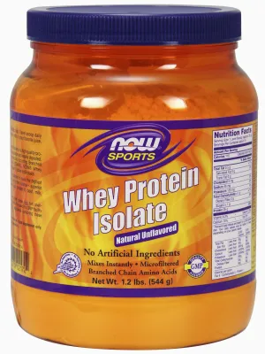 NOW Sports Whey Protein Isolate, Unflavored Powder - 1.2 lb.