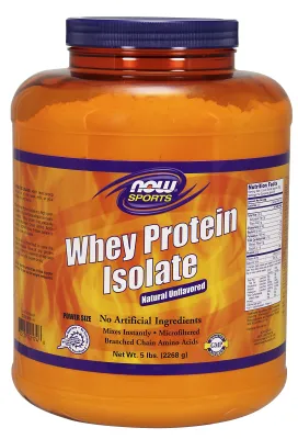 NOW Sports Whey Protein Isolate, Unflavored Powder - 5 lbs.