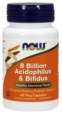 NOW Supplements 8 Billion Acidophilus & Bifidus - 60 Veg Capsules