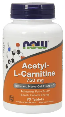NOW Supplements Acetyl-L-Carnitine 750 mg - 90 Tablets