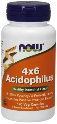 NOW Supplements Acidophilus 4x6 - 120 Veg Capsules