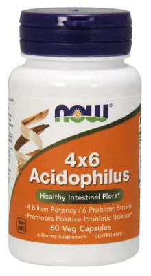 NOW Supplements Acidophilus 4x6 - 60 Veg Capsules
