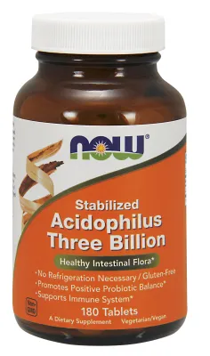NOW Supplements Acidophilus Three Billion  - 180 Tablets