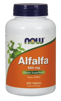 NOW Supplements Alfalfa 650 mg - 250 Tablets
