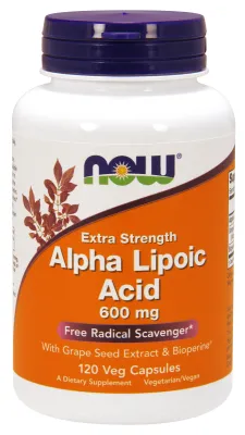 NOW Supplements Alpha Lipoic Acid, Extra Strength 600 mg - 120 Veg Capsules