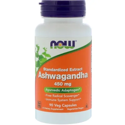 NOW Supplements Ashwagandha 450 mg - 90 Veg Capsules