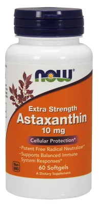 NOW Supplements Astaxanthin, Extra Strength 10 mg - 60 Softgels