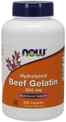 NOW Supplements Beef Gelatin 550 mg - 200 Capsules